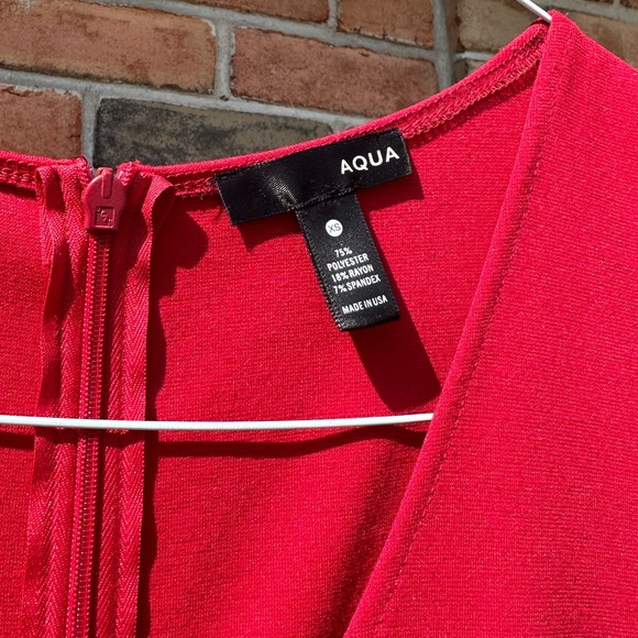 Aqua Red V Neck Dress - Picture 2 of 3